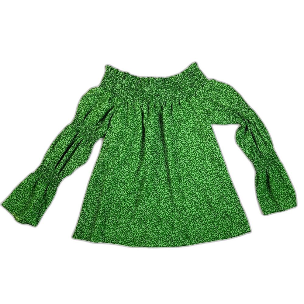Michael Kors | Green Butterfly Pattern | Mosaic | Off Shoulder | Peasant | Sz XS